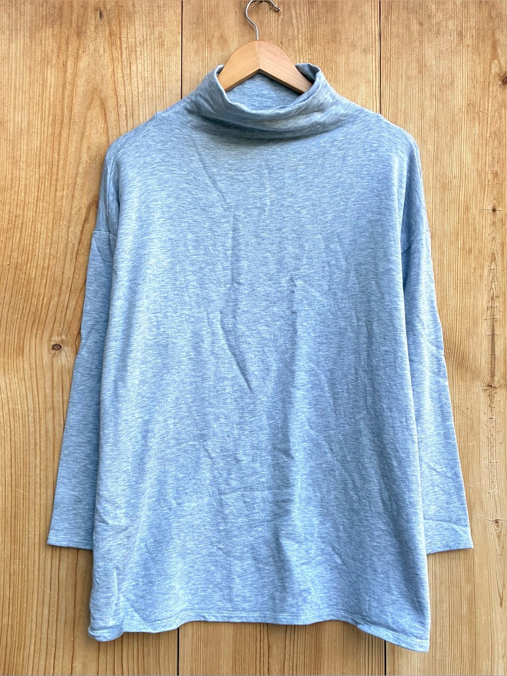 Eileen Fisher Gray Tencel Mock Neck Popover Sz SP